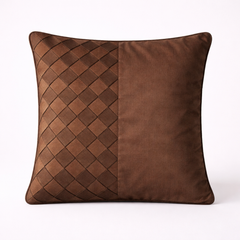 Fabric-Crafted Brown Cushion Cover – 12"x12" | Poly Cotton Fabric | Warm & Timeless