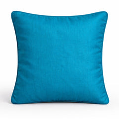 Hand Crafted Cushion Cover – Turquoise | 12"x12" | Poly Cotton Fabric | Embroidered Floral Vine Design