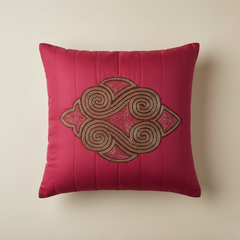 Handcrafted Red Cushion Cover – 16"x16", Premium Poly Cotton