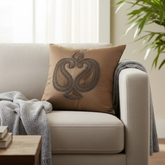 Handcrafted Light Brown Cushion Cover – 16"x16" | Traditional Embroidered Motif | Premium Poly Cotton