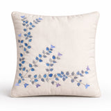 Hand Crafted Cushion Cover – White | 12"x12" | Poly Cotton Fabric | Embroidered Floral Vine Design