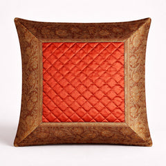 Fabric Crafted Cushion Cover – Burgundy | 16"x16" | Poly Cotton Fabric | Premium Quilted Center with Textured Border