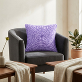 Fabric Crafted Cushion Cover – Blue | 12"x12" | Poly Cotton Foam | Circular Ruffle Design