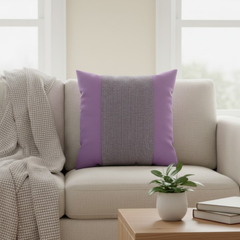 Handcrafted Purple Cushion Cover – 16"x16" | Poly-Cotton Matty | Textured Stripe Panel | Premium Festive Décor