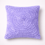 Fabric Crafted Cushion Cover – Blue | 12"x12" | Poly Cotton Foam | Circular Ruffle Design