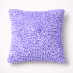 Fabric Crafted Cushion Cover – Blue | 12"x12" | Poly Cotton Foam | Circular Ruffle Design