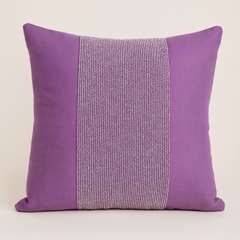 Handcrafted Purple Cushion Cover – 16"x16" | Poly-Cotton Matty | Textured Stripe Panel | Premium Festive Décor
