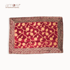 Set of - 6/4, 1 Pcs, Fabric Crafted Placemat – Red, 13"x19"