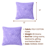 Fabric Crafted Cushion Cover – Blue | 12"x12" | Poly Cotton Foam | Circular Ruffle Design