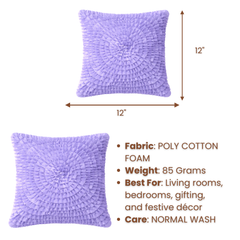 Fabric Crafted Cushion Cover – Blue | 12"x12" | Poly Cotton Foam | Circular Ruffle Design