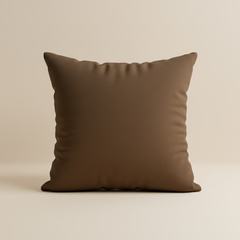 Handcrafted Light Brown Cushion Cover – 16"x16" | Traditional Embroidered Motif | Premium Poly Cotton
