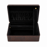 Luxury Brown Leather Bangle Storage Box with Removable Velvet Display Rolls, Necklace Pocket & Jewellery Organizer for Bangles, Bracelets, Watches & Accessories (33.02 × 20.83 × 10.16 cm)
