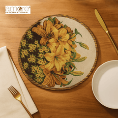 Tapestry Doily – Yellow Jacquard Woven, 12"x12"