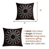 Hand Crafted Cushion Cover – Black | 16"x16" | Poly Cotton Fabric | Work Floral Design