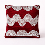 Hand-Crafted Cushion Cover – Maroon Silver | 12"x12" | Poly Chenille-Cotton | Royal Festive Accent