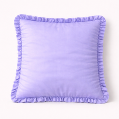 Fabric Crafted Cushion Cover – Blue | 12"x12" | Poly Cotton Foam | Circular Ruffle Design