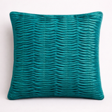 Fabric Crafted Cushion Cover – Turquoise | 16"x16" | Poly Cotton | Premium Textured Design