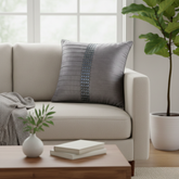 Hand Crafted Cushion Cover – Grey | 16"x16" | Poly Cotton | Pleated Panel Design