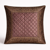 Fabric Crafted Cushion Cover – Brown | 16"x16" | Poly Cotton Fabric | Premium Quilted Center with Textured Border