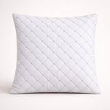 Hand Crafted Cushion Cover – White | 16"x16" | Poly Cotton | Diamond Quilted Stud Design