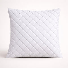 Hand Crafted Cushion Cover – White | 16"x16" | Poly Cotton | Diamond Quilted Stud Design