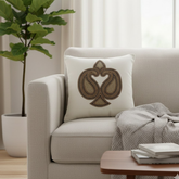 Handcrafted Cream Cushion Cover – 16"x16" | Elegant Traditional Embroidered Motif | Premium Poly Cotton