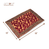 Set of - 6/4, 1 Pcs, Fabric Crafted Placemat – Red, 13"x19"