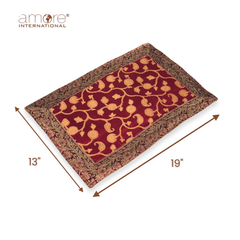 Set of - 6/4, 1 Pcs, Fabric Crafted Placemat – Red, 13"x19"