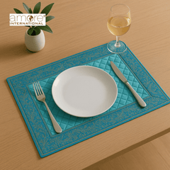 Fabric Crafted Placemat – Light Turquoise, 13"x19"