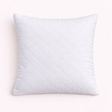 Hand Crafted Cushion Cover – White | 16"x16" | Poly Cotton | Diamond Quilted Stud Design