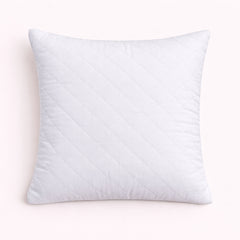 Hand Crafted Cushion Cover – White | 16"x16" | Poly Cotton | Diamond Quilted Stud Design