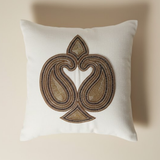 Handcrafted Cream Cushion Cover – 16"x16" | Elegant Traditional Embroidered Motif | Premium Poly Cotton