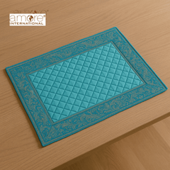 Fabric Crafted Placemat – Light Turquoise, 13"x19"