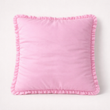 Fabric Crafted Cushion Cover – Pink | 12"x12" | Poly Cotton Foam | Circular Ruffle Design