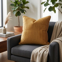 Fabric Crafted Cushion Cover – Dark Copper | 16"x16" | Poly Cotton Foam Fabric | Premium Ribbed Texture Design