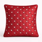 Hand Crafted Cushion Cover – Maroon | 16"x16" | Poly Cotton | Diamond Button Tufted Design