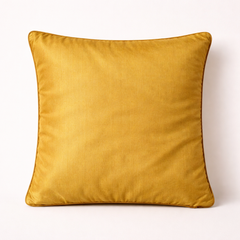 Fabric Crafted Cushion Cover – Yellow | 16"x16" | Poly Cotton | Premium Textured Design