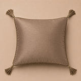 Handcrafted Cushion Cover – Brown | 16"x16" | Embroidered Diamond Pattern Decorative Cushion Cover