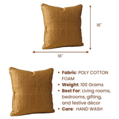 Fabric Crafted Cushion Cover – Dark Copper | 16"x16" | Poly Cotton Foam Fabric | Premium Ribbed Texture Design