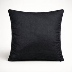 Hand Crafted Cushion Cover – Black | 16"x16" | Poly Cotton Fabric | Work Floral Design