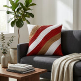 Fabric Crafted Cushion Cover – Orange Multicolor | 16"x16" | Poly Cotton Fabric | Elegant Wavy Textured Design