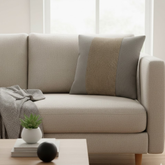 Handcrafted Khaki Cushion Cover – 16"x16" | Poly-Cotton Matty | Textured Stripe Panel | Premium Festive Décor