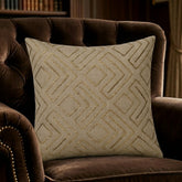 Handcrafted Cushion Cover – Dark Beige | 16"x16" | Geometric Textured Design