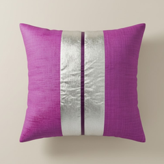 Fabric-Crafted Purple Cushion Cover – 24"x24", Premium Chenille Fabric (Panel Stripe Design)