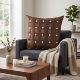 Hand-Crafted Cushion Cover – Brown Silver | 16"x16" | Poly-Foam-Cotton | Elegant Festive Accent