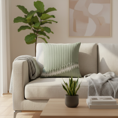 Fabric Crafted Green Cushion Cover – 16"x16" | Premium Poly Cotton