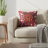 Handcrafted Maroon Cushion Cover – 12"x12" | Multi-Color Embroidered Floral Design | Premium Poly Cotton