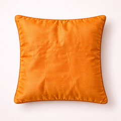 Hand Crafted Cushion Cover – Orange | 16"x16" | Poly Cotton | Embroidered Floral Design