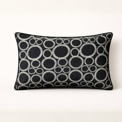 Machine-Crafted Black Bolster Cover – 18"x20" | Poly Cont Fabric | Lightweight & Elegant