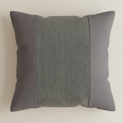 Handcrafted Dark Grey Cushion Cover – 16"x16" | Poly-Cotton Matty | Textured Stripe Panel | Premium Festive Décor